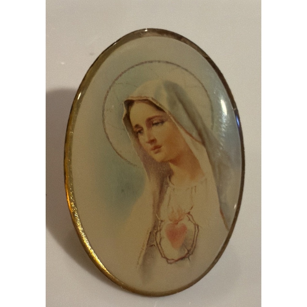 Vintage Immaculate Heart Of Mary Pin 1 1/8" Catholic Religion Blessed Mother